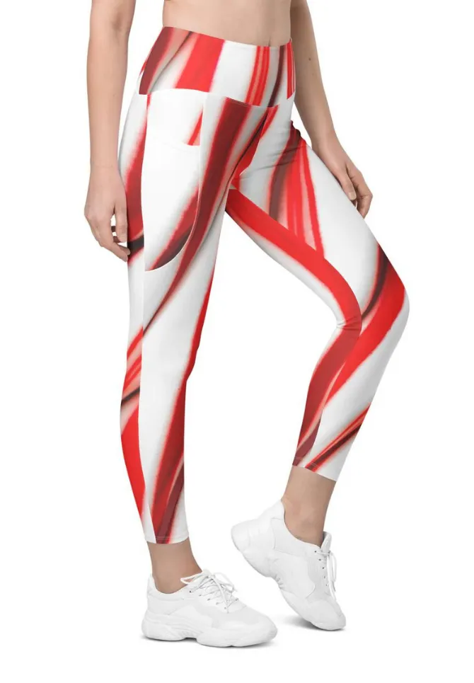 3D Candy Cane Leggings With Pockets