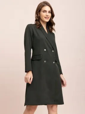 A Line Blazer Dress - Olive