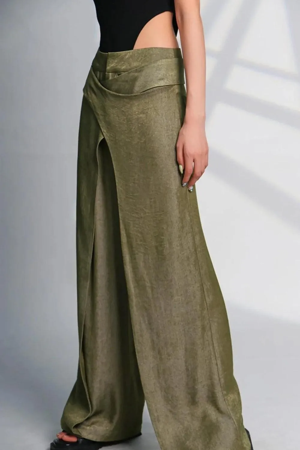 Asymmetrical Design Wide Leg Pants