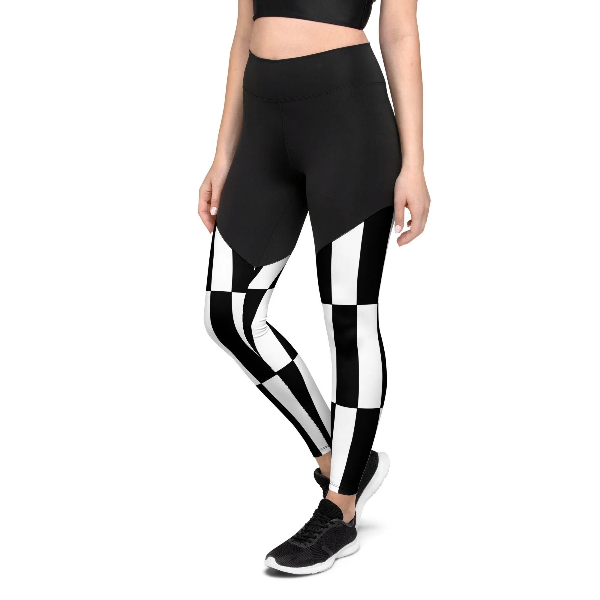 Black and White Optical Illusion Compression Leggings