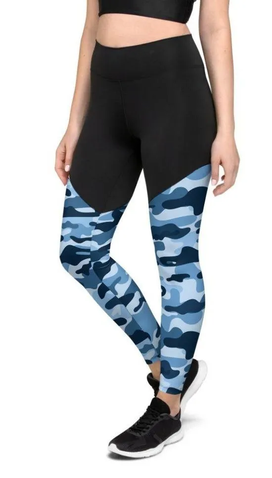 Blue Camo Compression Leggings