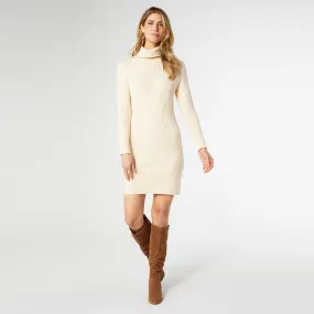 Catalina Roll Neck Sweater Dress - Cream