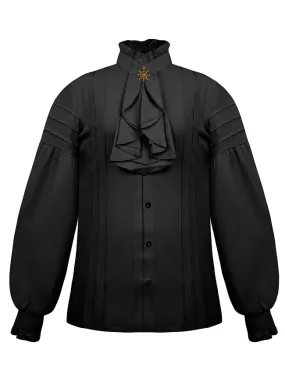 Charmian Men's Gothic Victorian Long Sleeve Ruffled Pirate Shirt with Buttons