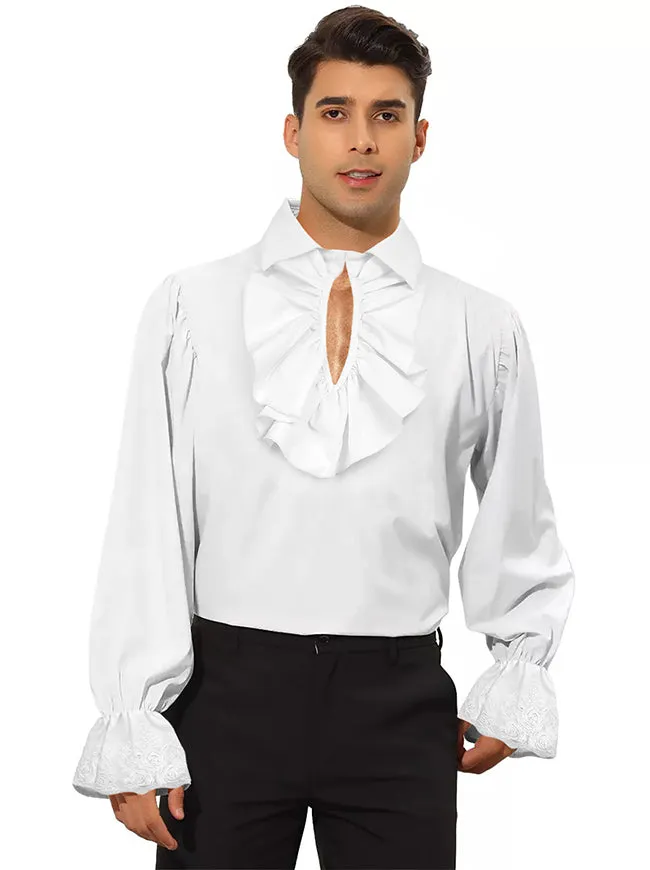 Charmian Men's Vintage Ruffled Long Sleeve Pirate Shirt Vampire Costume Top