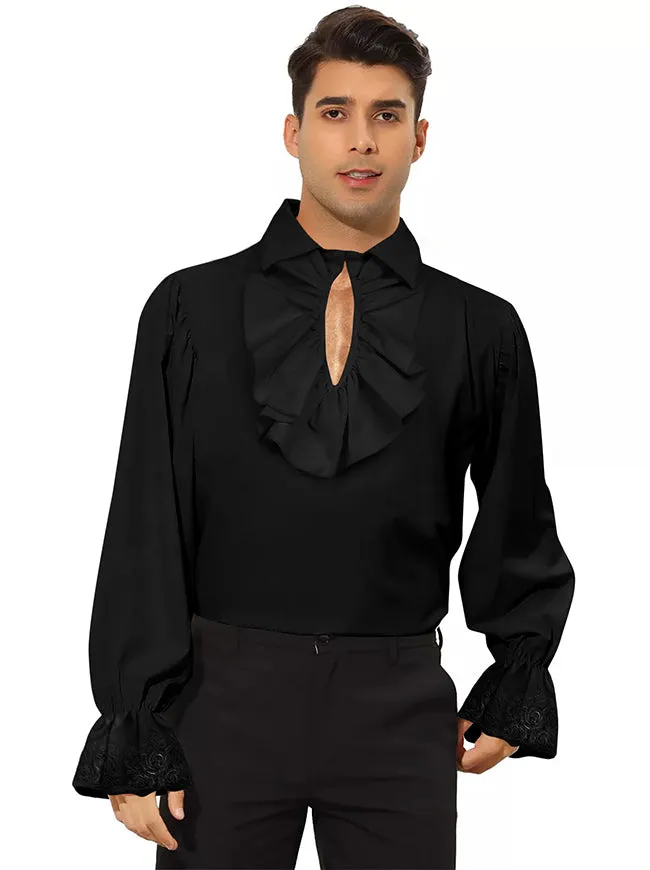 Charmian Men's Vintage Ruffled Long Sleeve Pirate Shirt Vampire Costume Top