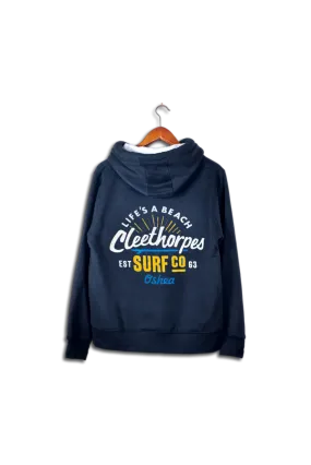 CLEETHORPES NEW ZIPPED NAVY -LIFES A BEACH - HOODIE