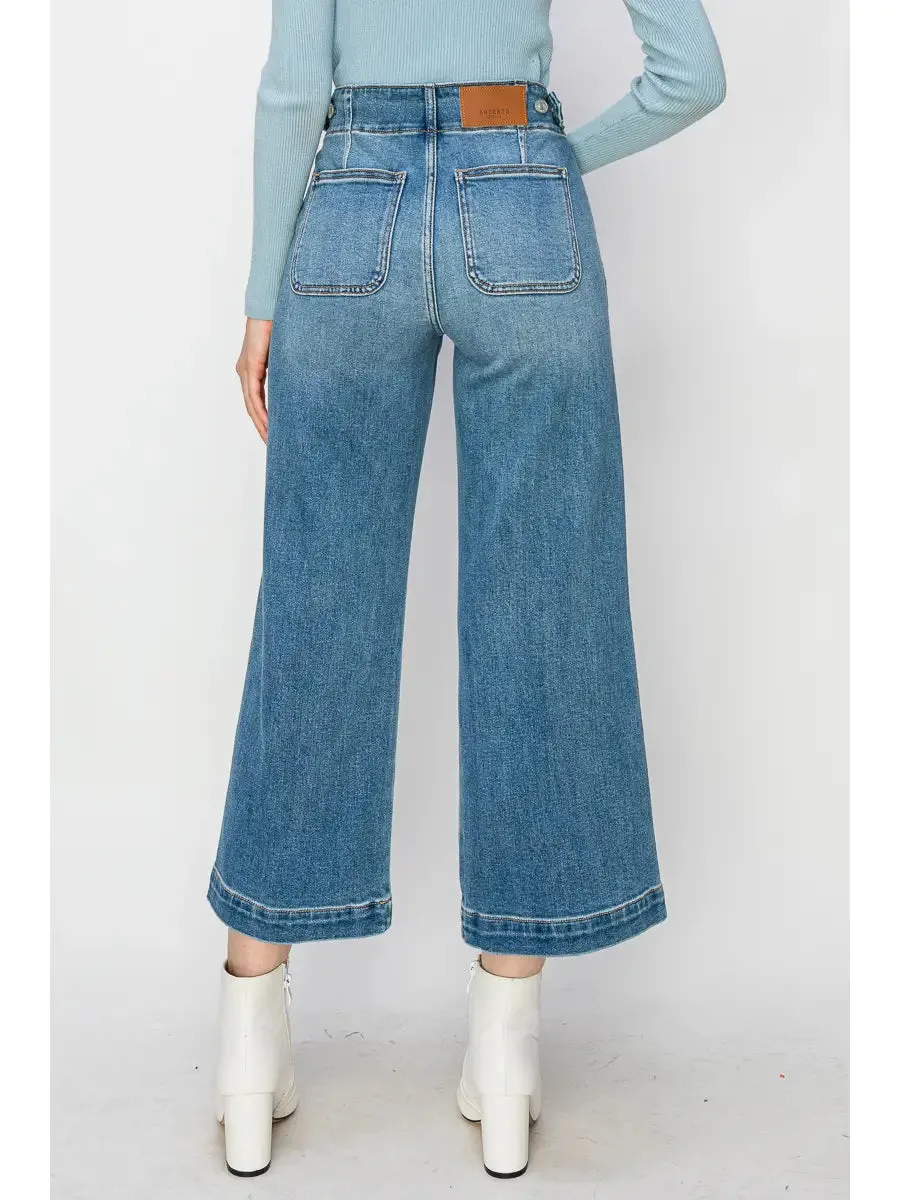 Cropped Wide Leg High Waisted Jeans by Artemis Vintage