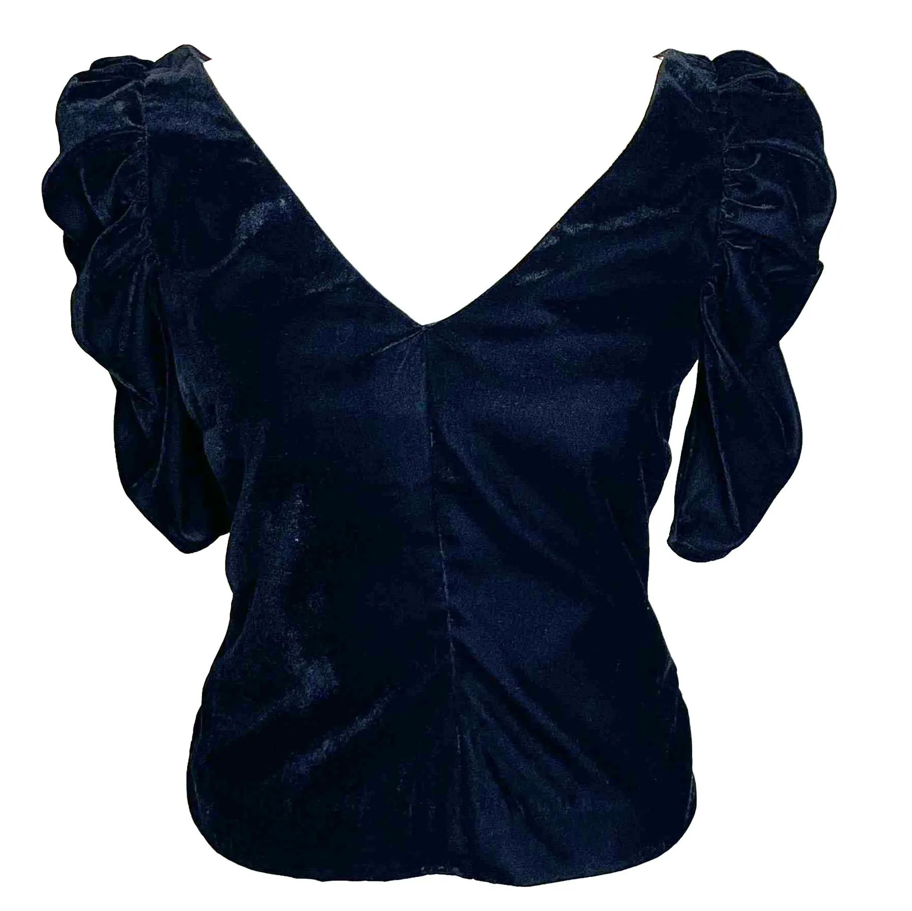 Frame Black Velvet Puff Sleeve Top S