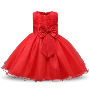 Girls Christmas Dress for Kids Lace Flower Princess Dress Children Big Bow Wedding Birthday Party Vestidos New Year Costume