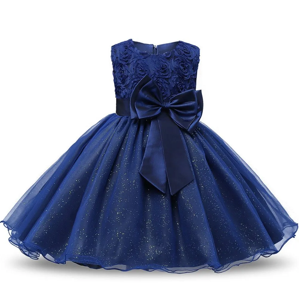 Girls Christmas Dress for Kids Lace Flower Princess Dress Children Big Bow Wedding Birthday Party Vestidos New Year Costume