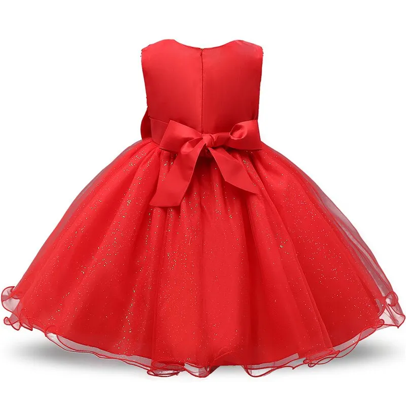 Girls Christmas Dress for Kids Lace Flower Princess Dress Children Big Bow Wedding Birthday Party Vestidos New Year Costume