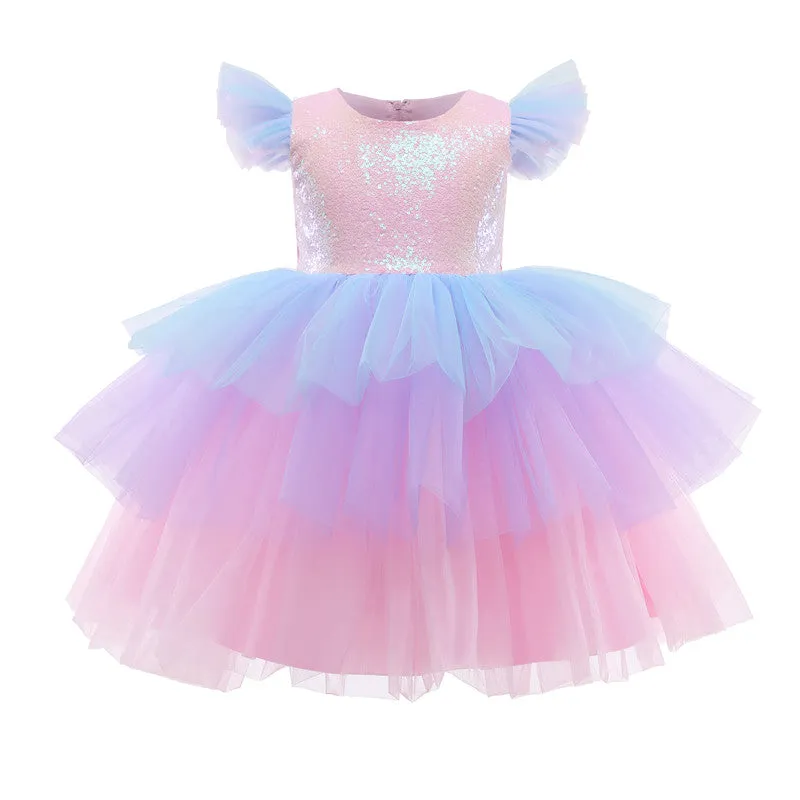 Girls Rainbow Unicorn Dress