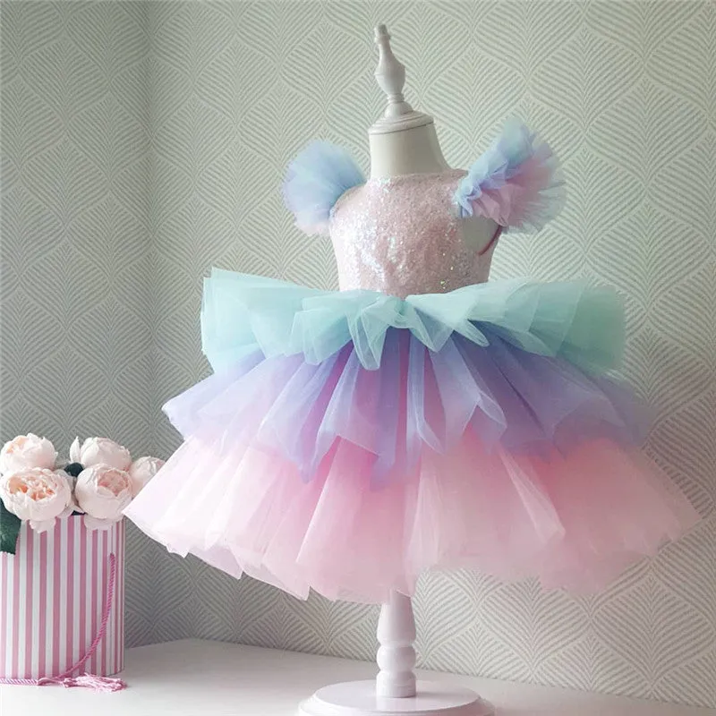 Girls Rainbow Unicorn Dress