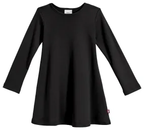 Girls Soft Cotton Long Sleeve Baby Rib Dress | Black