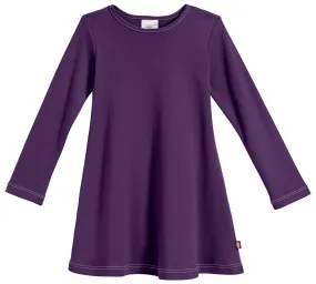 Girls Soft Cotton Long Sleeve Baby Rib Dress | Purple