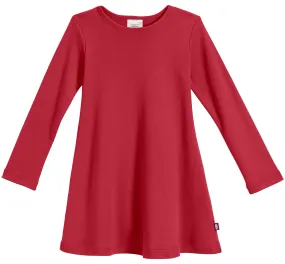 Girls Soft Cotton Long Sleeve Baby Rib Dress | Red