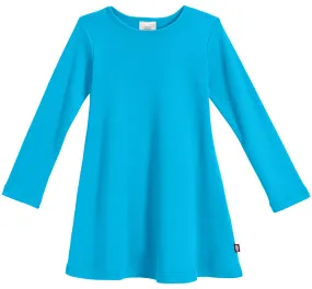 Girls Soft Cotton Long Sleeve Baby Rib Dress | Turquoise