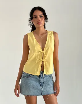 Kayve Tie Front Top in Lemonade