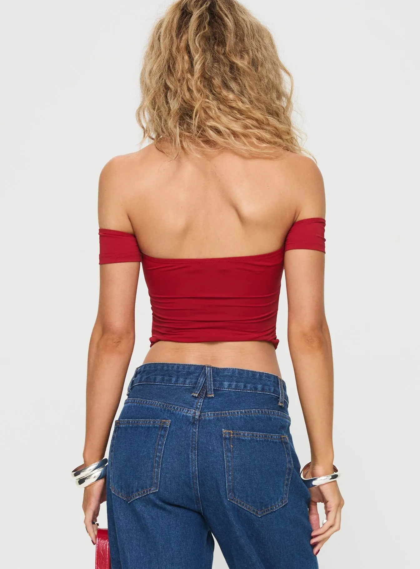 Larisha Off The Shoulder Top Red