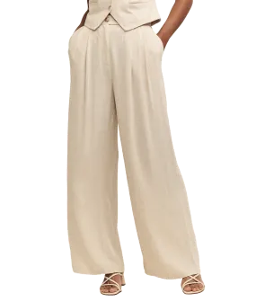 Linen-blend Relaxed Tailored Trousers - Cream