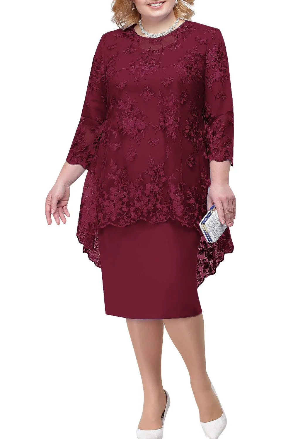 Madre New Lace Mother Of The Bride Dresses Modest Royal Navy Blue Burgundy Wedding Party Dresses Vestido Marsala Madrinha