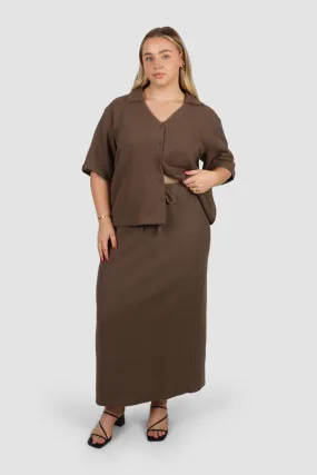 MARLEY WAFFLE MAXI SKIRT MOCHA