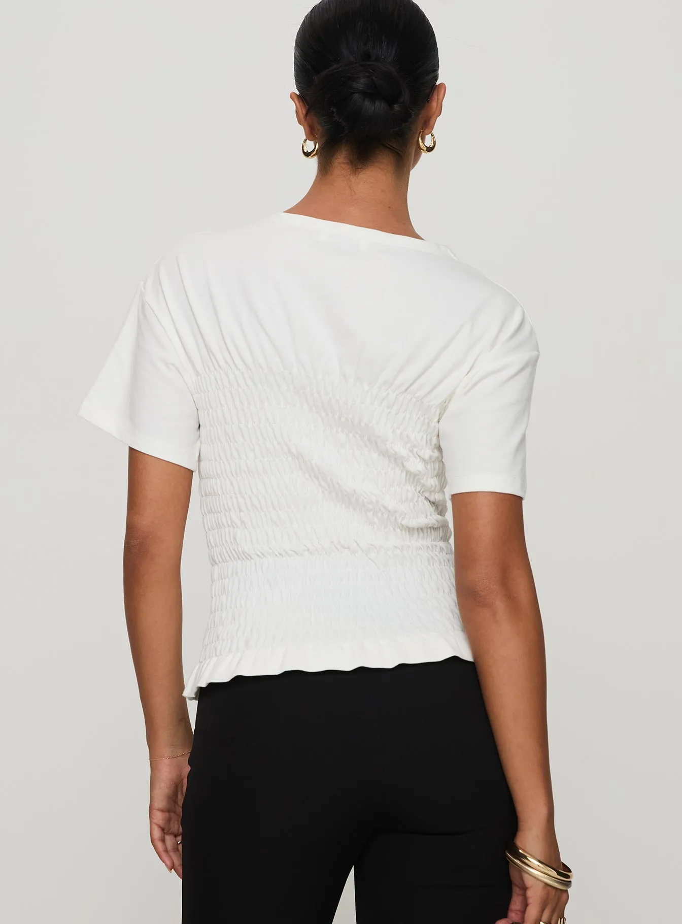 Maybe Tomorrow Ruched Top White