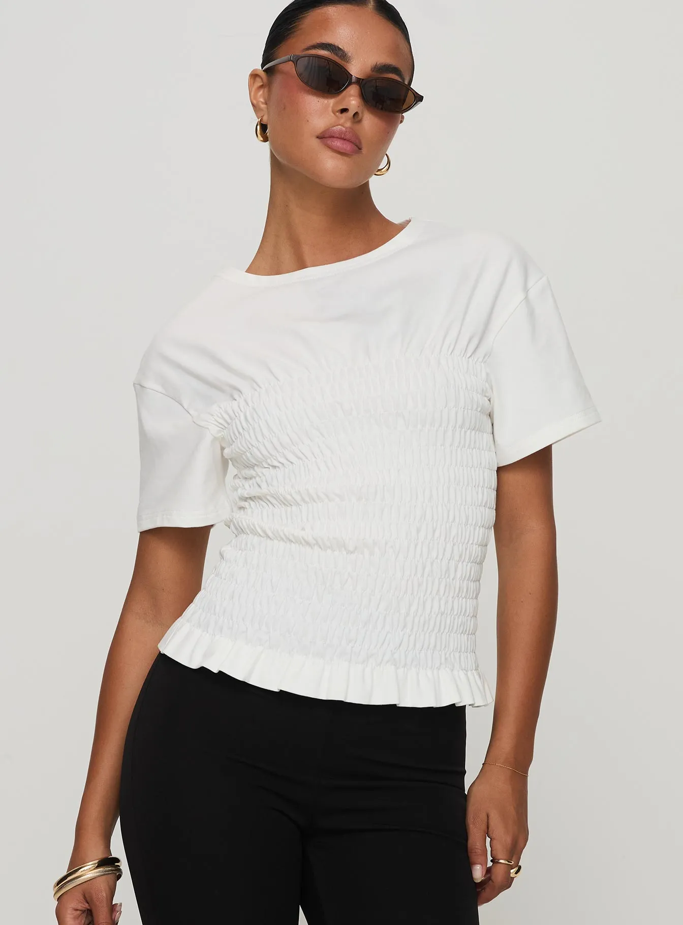 Maybe Tomorrow Ruched Top White