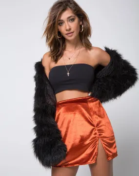 Pelmet Mini Skirt in Velvet Rust