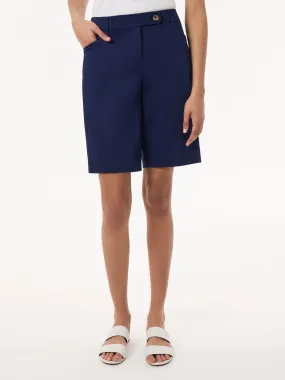 Petite Solid Fly Front Bermuda Short