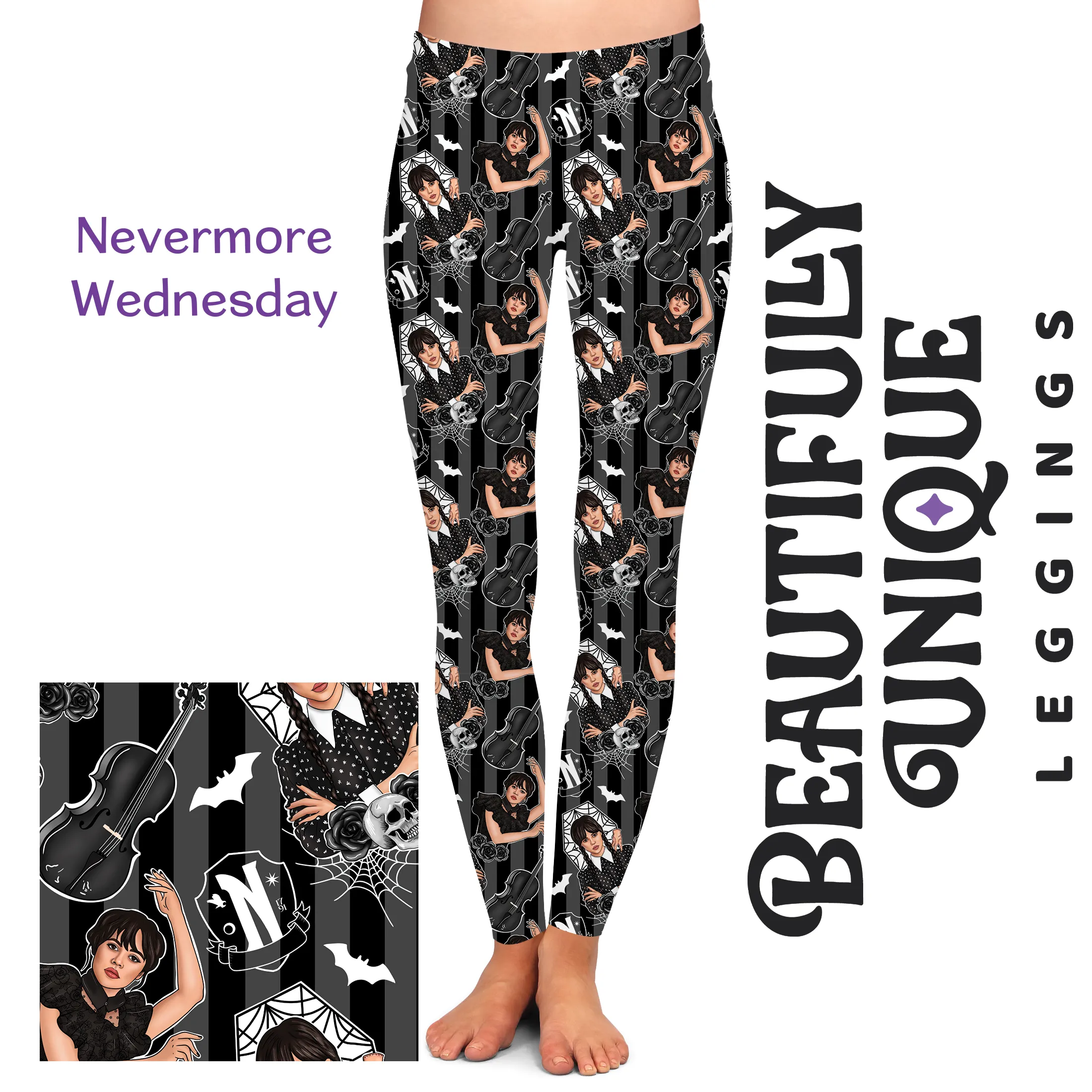 Pre-Order: Nevermore Wednesday Leggings (Semi-Exclusive)