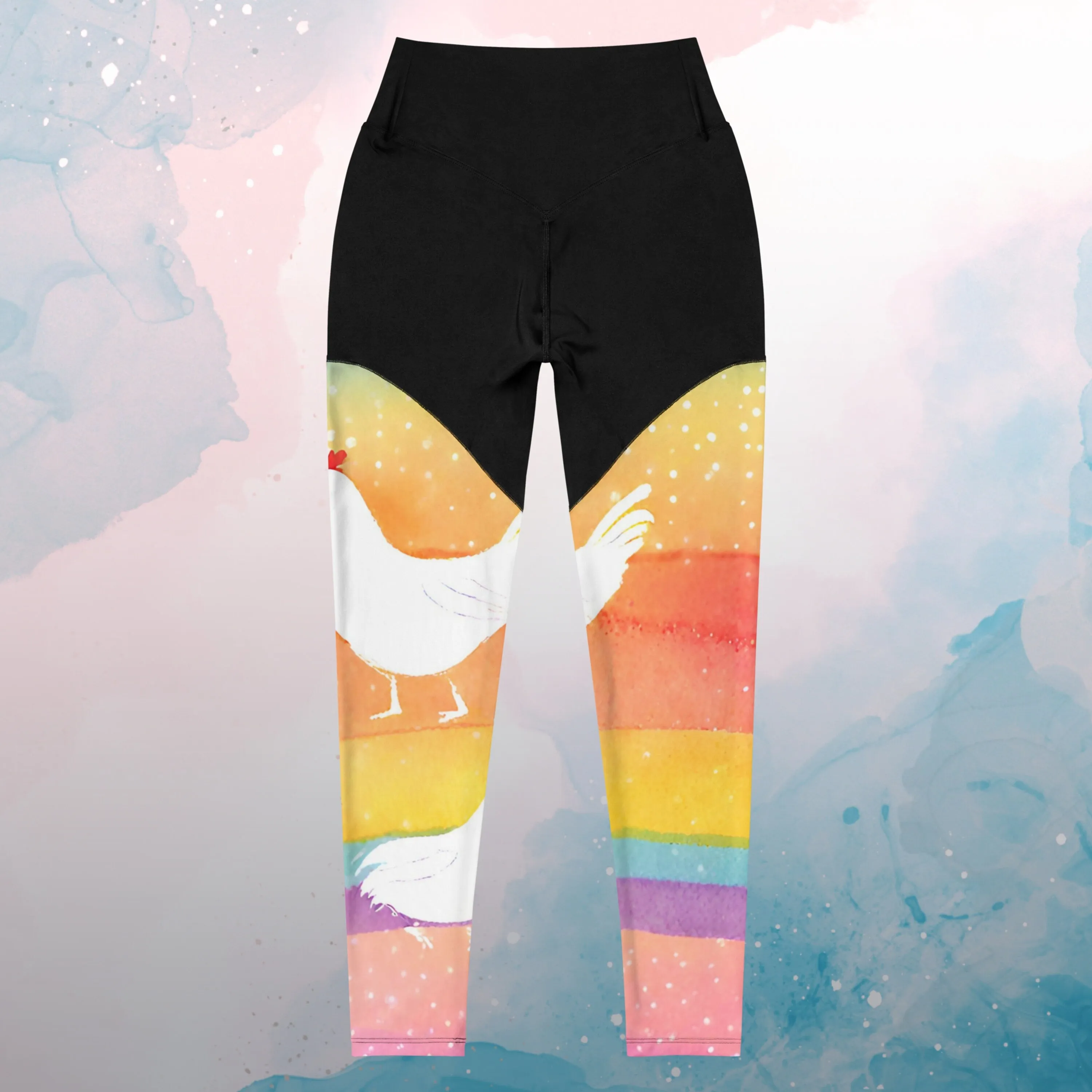 Rainbows and Chickens Athletic Compression Sports Leggings