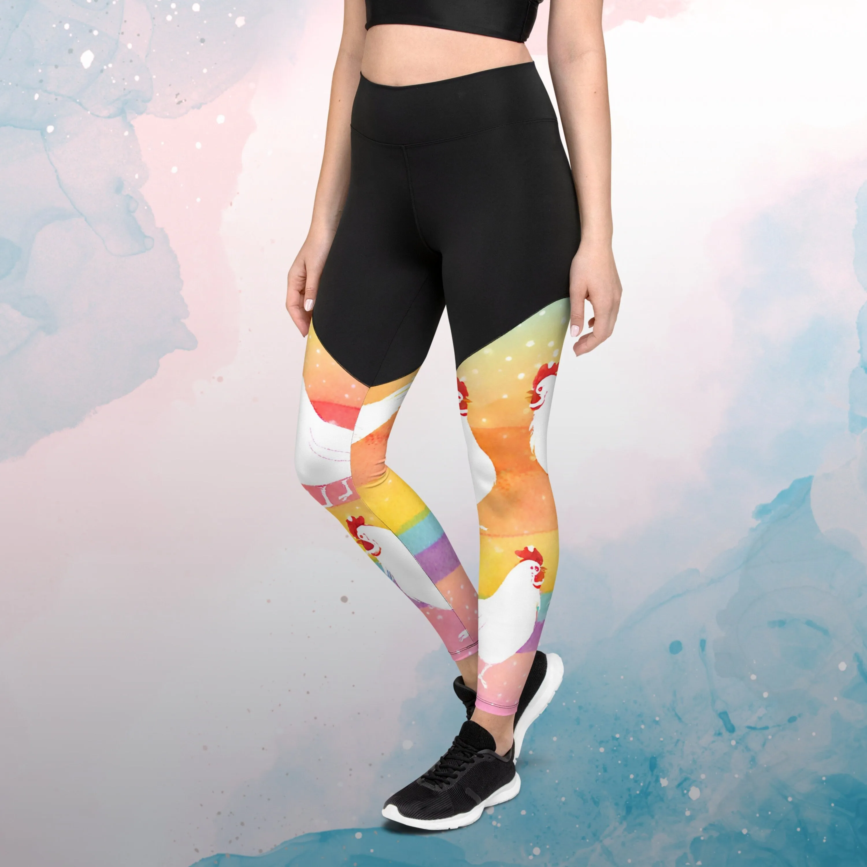 Rainbows and Chickens Athletic Compression Sports Leggings