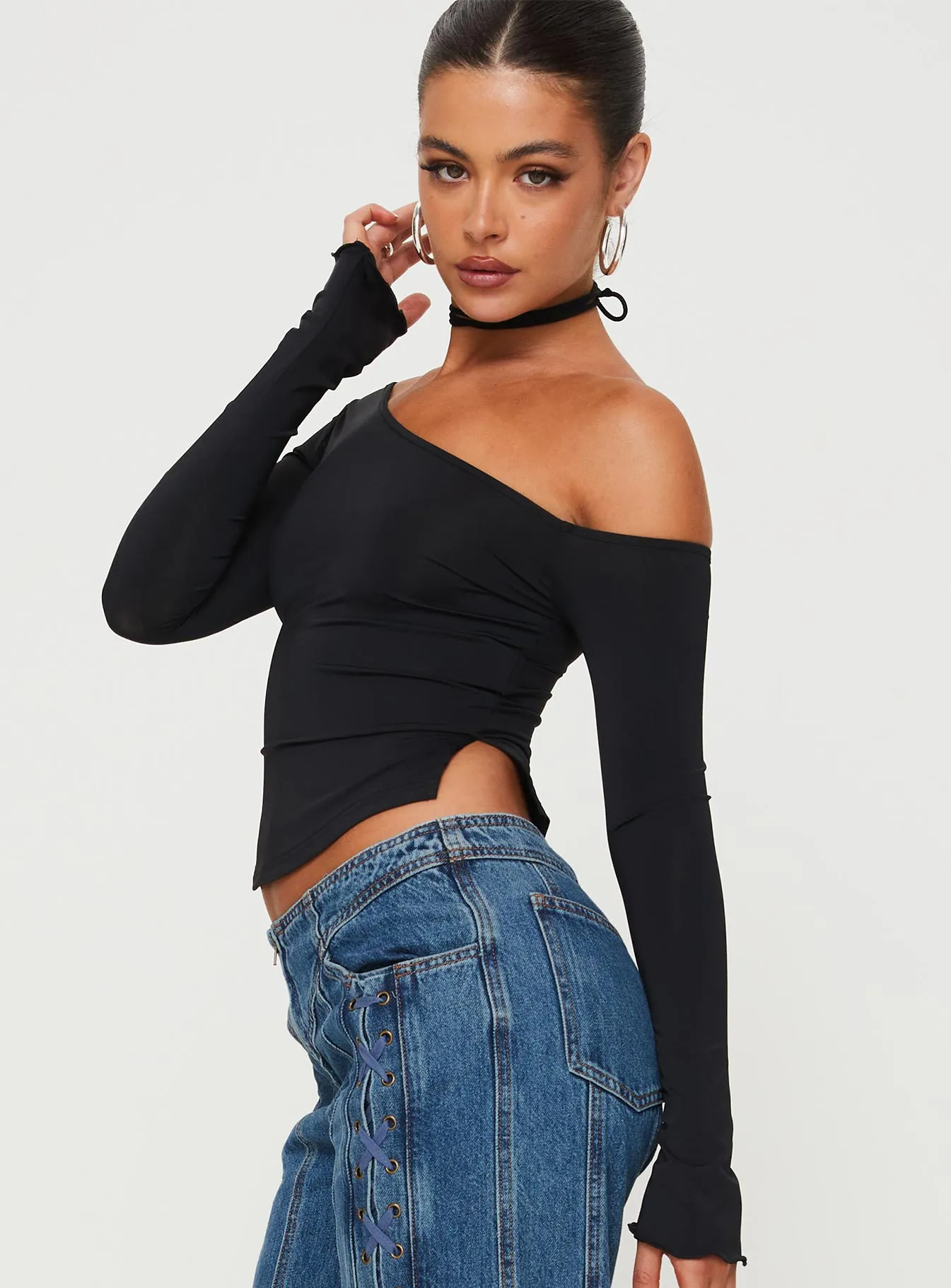 Vito Cold Shoulder Top Black