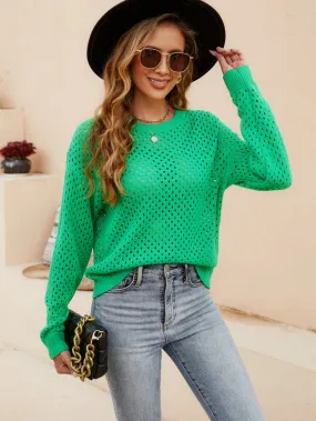 Women's Cut Out Knit Crew Neck Jumper